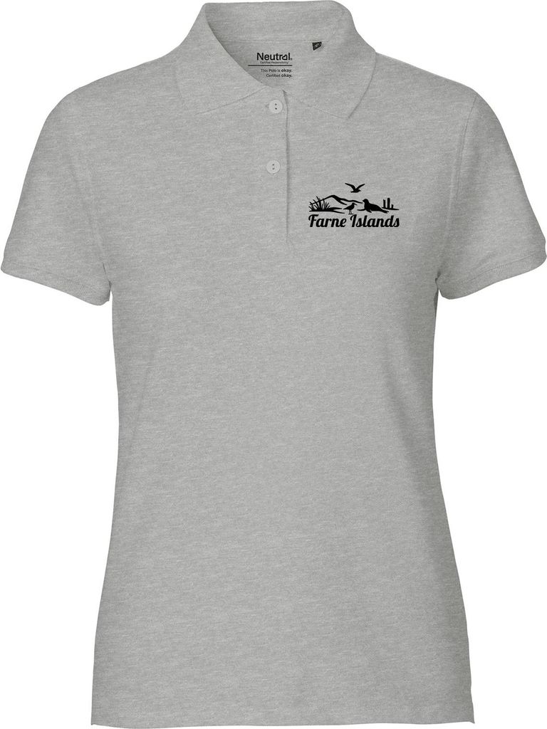Huuraa Damen Polo Shirt Farne Islands Vereinigtes Königreich XS Sport Grey Bio Baumwolle Fairtrade Poloshirt Geschenkidee
