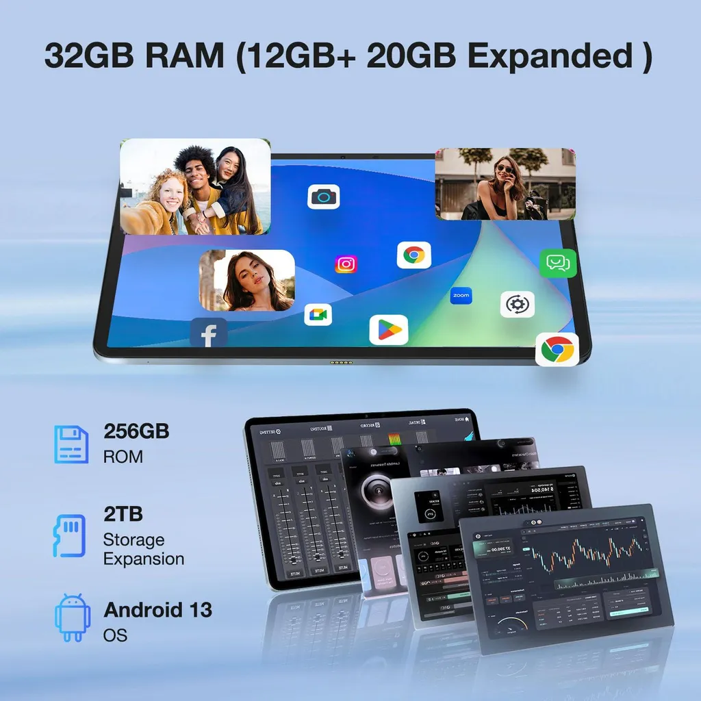 Tablette DOOGEE T20 Ultra 12 pouces Android 13 avec 32Go RAM 256Go ROM