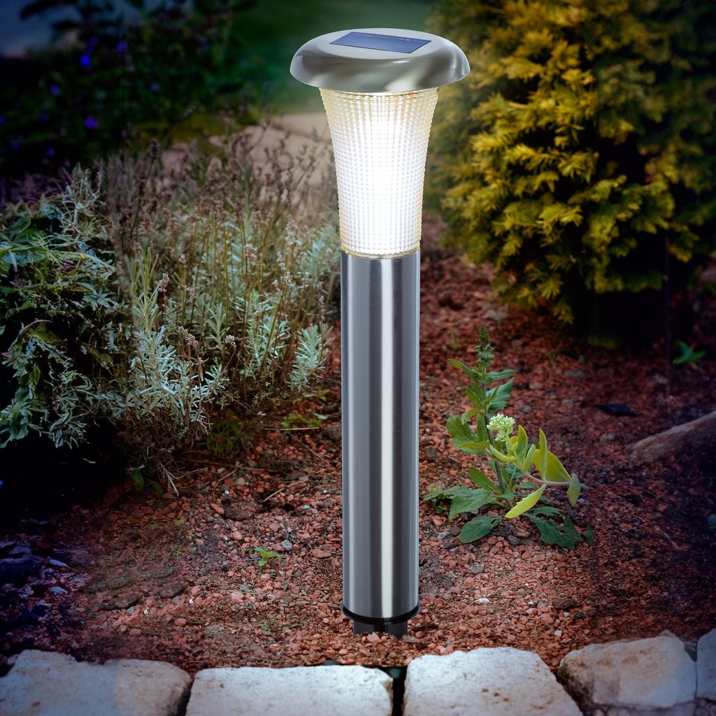 esotec Solar Standleuchte Vesuv DUO COLOR H=38cm Edelstahl METALL outdoor 102067