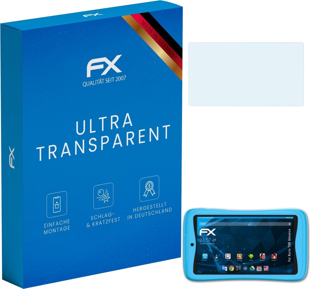 atFoliX FX-Clear 2x Schutzfolie kompatibel mit Kurio TAB Advance Displayschutzfolie