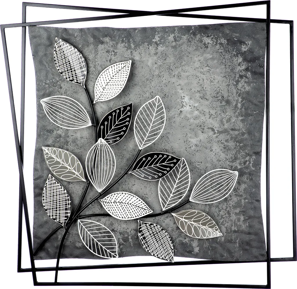 Déco Murale Gilde Graphic 77cm en Métal Gris - Relief Moderne 84260
