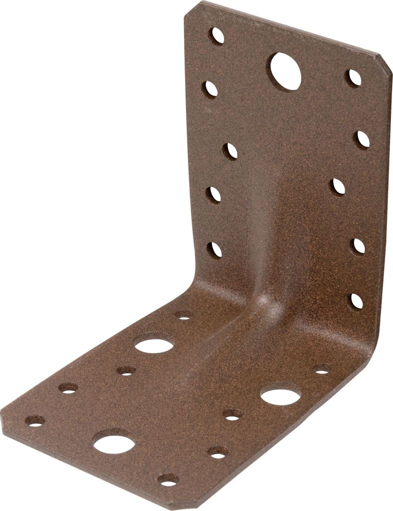 Alberts 822453 DURAVIS Schwerlast-Winkelverbinder mit Sicke, rostbraun duplexbeschichtet, Größe 90 x 90 x 65 mm, 25er Set