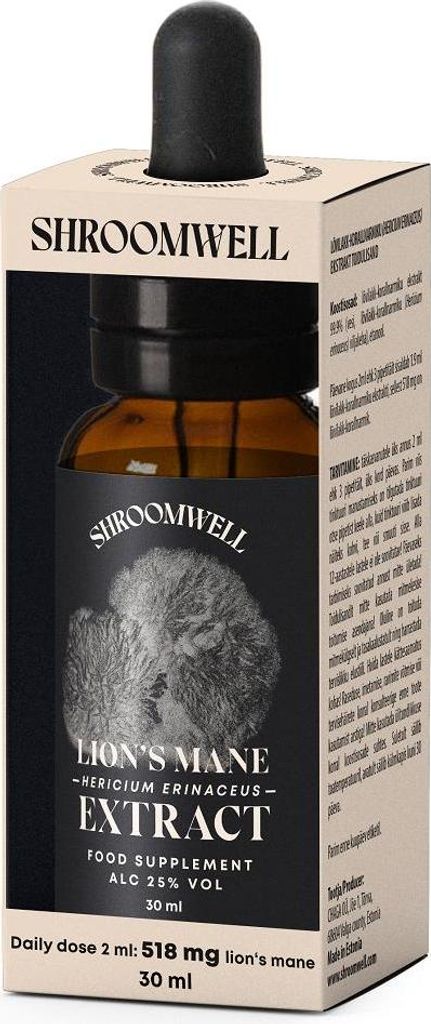 GRZYBY SOPLÓWKA JEŻOWATA (LION'S MANE) EKSTRAKT W KROPLACH 30 ml - SHROOMWELL