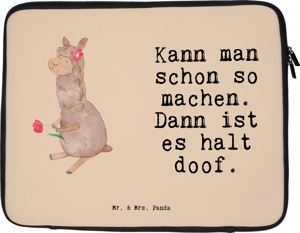 Mr. & Mrs. Panda Laptop Tasche Alpaka Blume 33 x 42 cm - Kaktus Grün - Geschenk, Case, Lama, Laptoptasche, Hülle, Spruch, Lamas, Notebooktasche