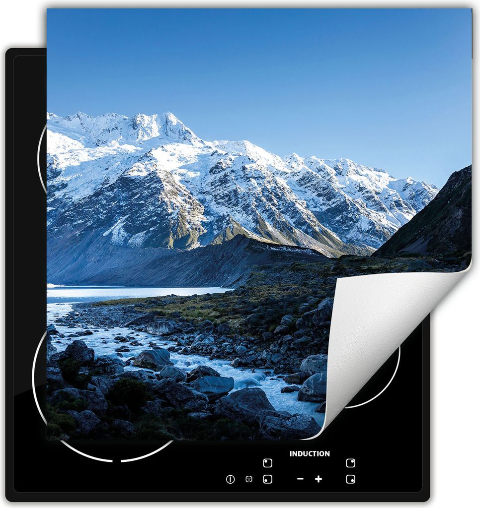 DarHaus Herdabdeckplatte 50x52 cm Anti Rutsch Matte Aufrollbar, Winter - Berge