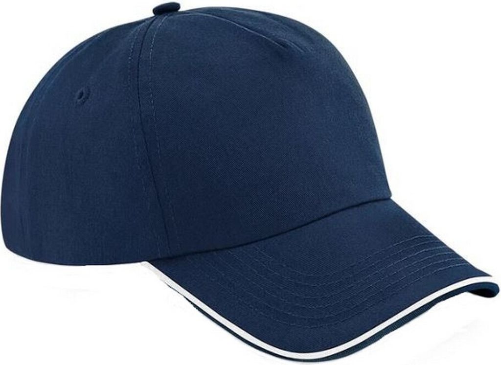 Beechfield Uni Authentic 5 Panel Baseballkappe Für Erwachsene BC4640 (Einheitsgröße) (Navy/Weiß)