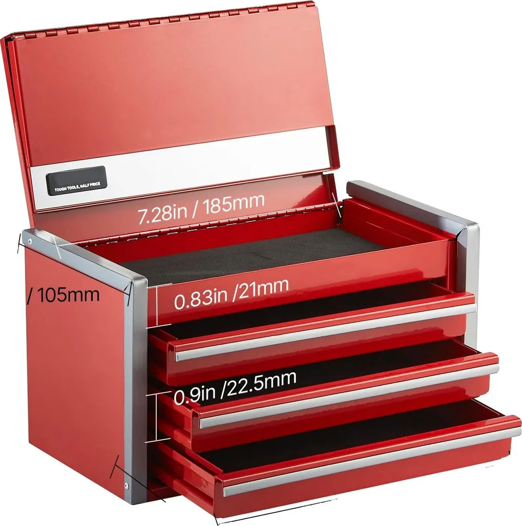 Coffret de rangement multicouche rouge avec un verrouillage magnétique