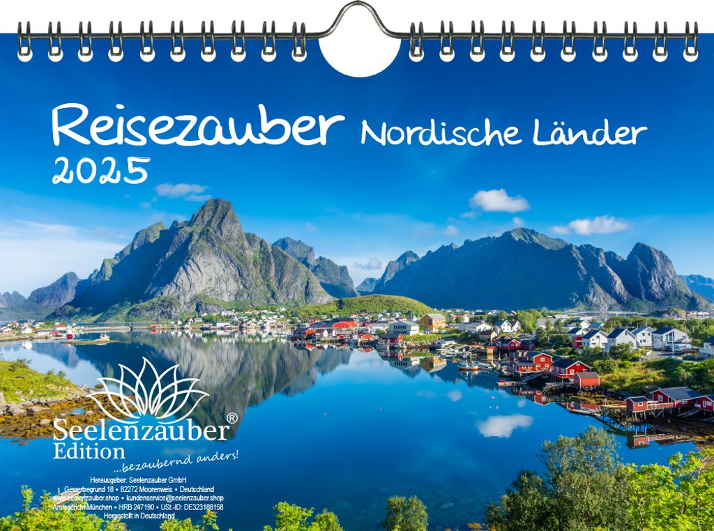 Reisezauber Nordische Länder DIN A5 Wandkalender für 2025 Reise Urlaub Norwegen Schweden Island - Seelenzauber
