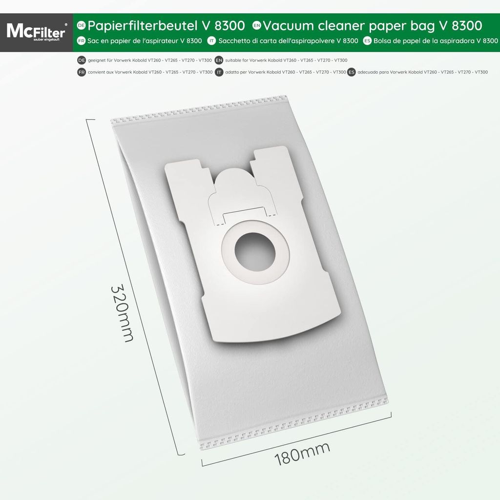 McFilter 20geeignet für Rowenta RO3950, RO3142, RO3125, RO6823EA, RO7793, RO3969, Alternative