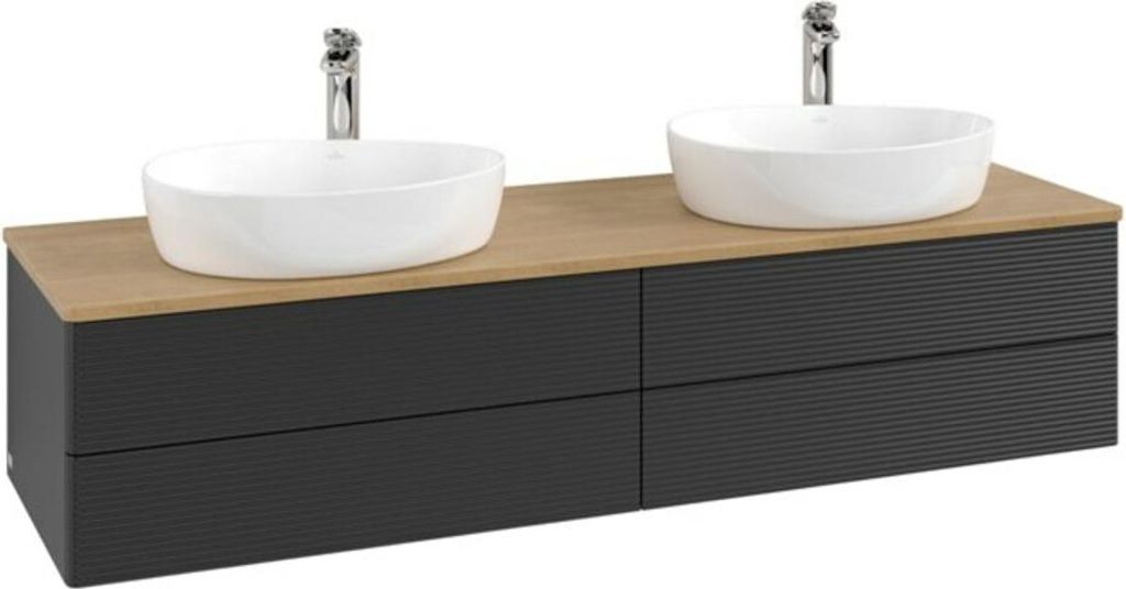 V&B Waschtischunterschrank mit Frontstruktur Antao 160x50cm, HL, WBP hon. Oa, bla m Lac
