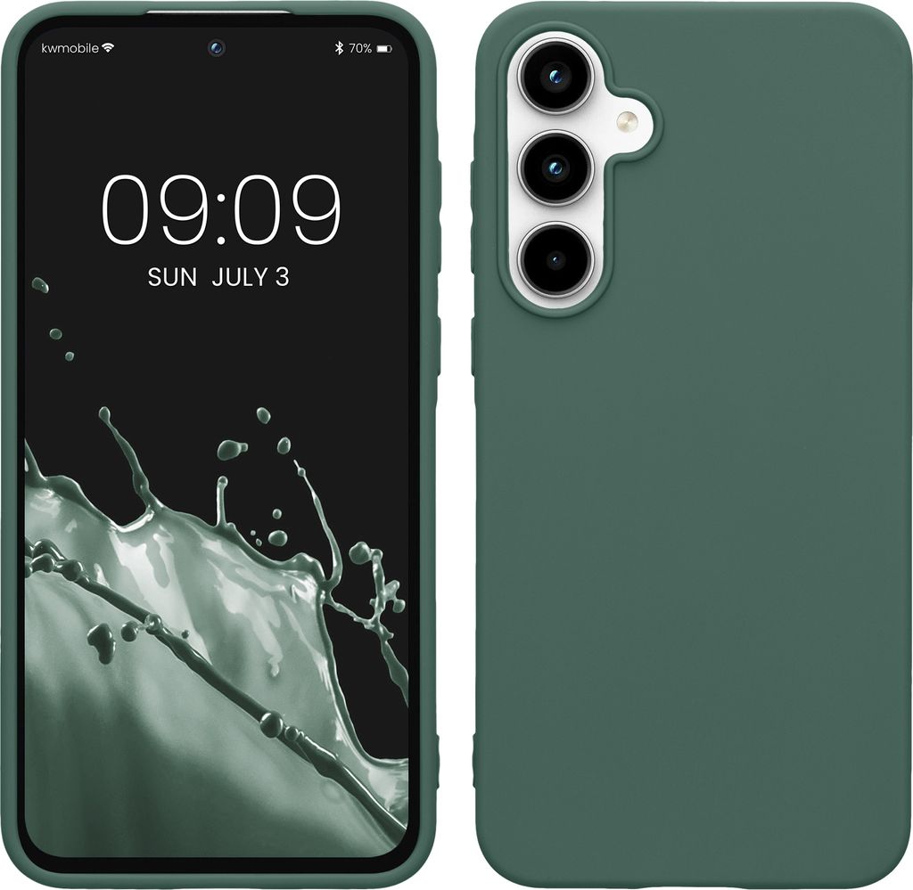 kwmobile Hülle kompatibel mit Samsung Galaxy A55 5G Hülle - weiches TPU Silikon Case - Cover geeignet für kabelloses Laden - Tannengrün