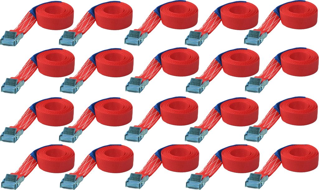 1m Befestigungsriemen Spanngurt Zurrgurt Klemmschloss Rot / 25mm 20 Stück