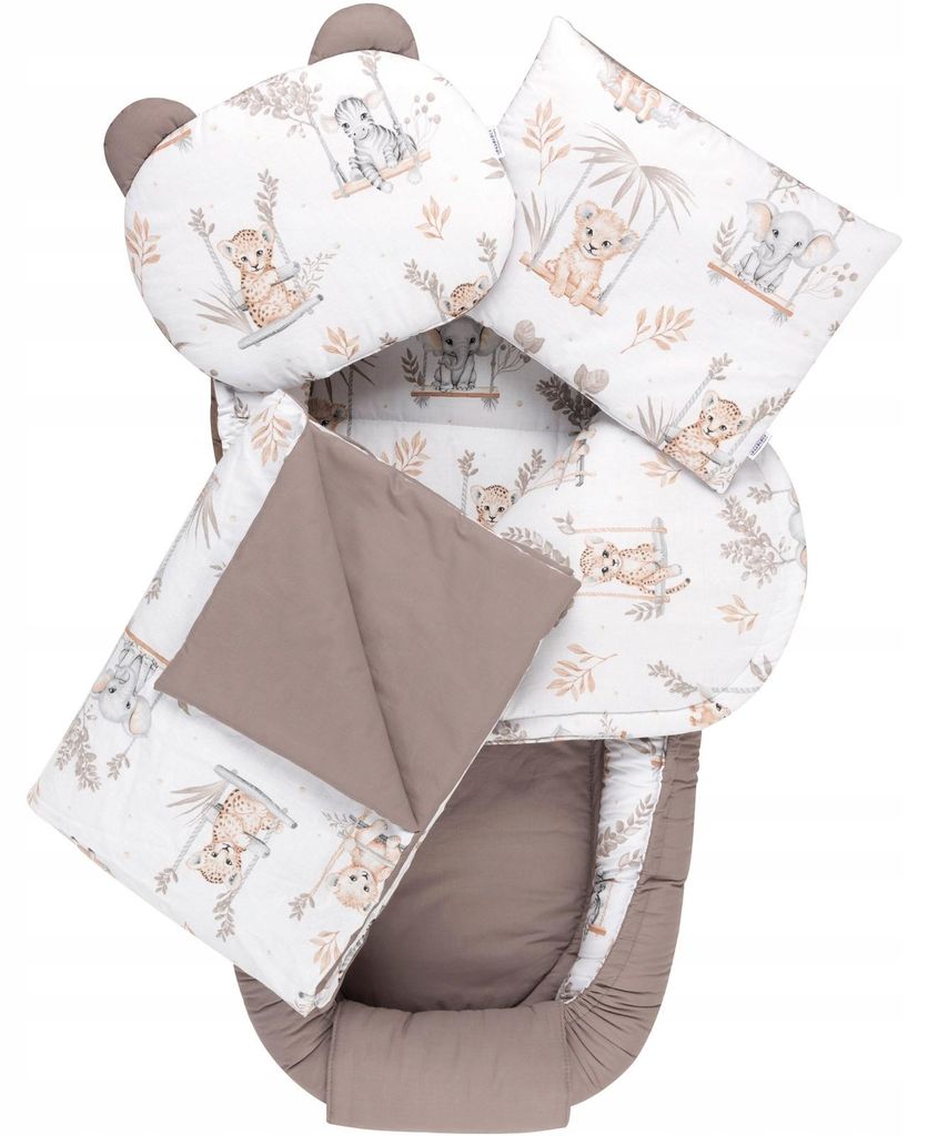 Jukki Ensemble Nid Bébé 5 Pièces Coton XXL Happy Jungle Image du produit 