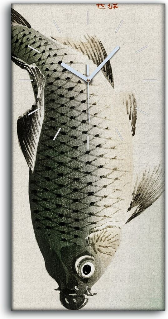 Küche Wohnzimmer Wand Leinwand Uhr 30x60 Malerei Asiatische Tier Fisch Kunst - weiße Hände