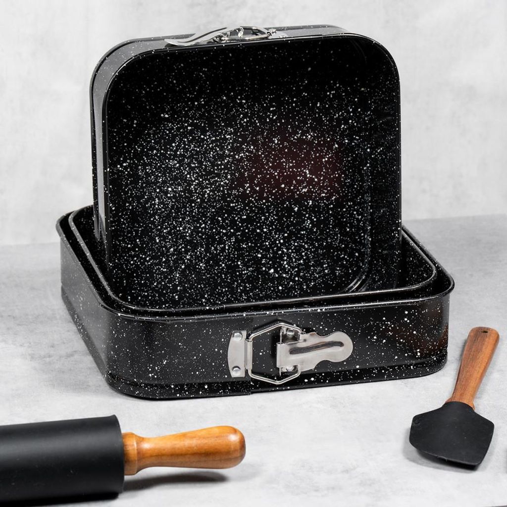 TOPFANN 3er-Set TOPFANN Kuchenformen, quadratisch 24/26/28 cm