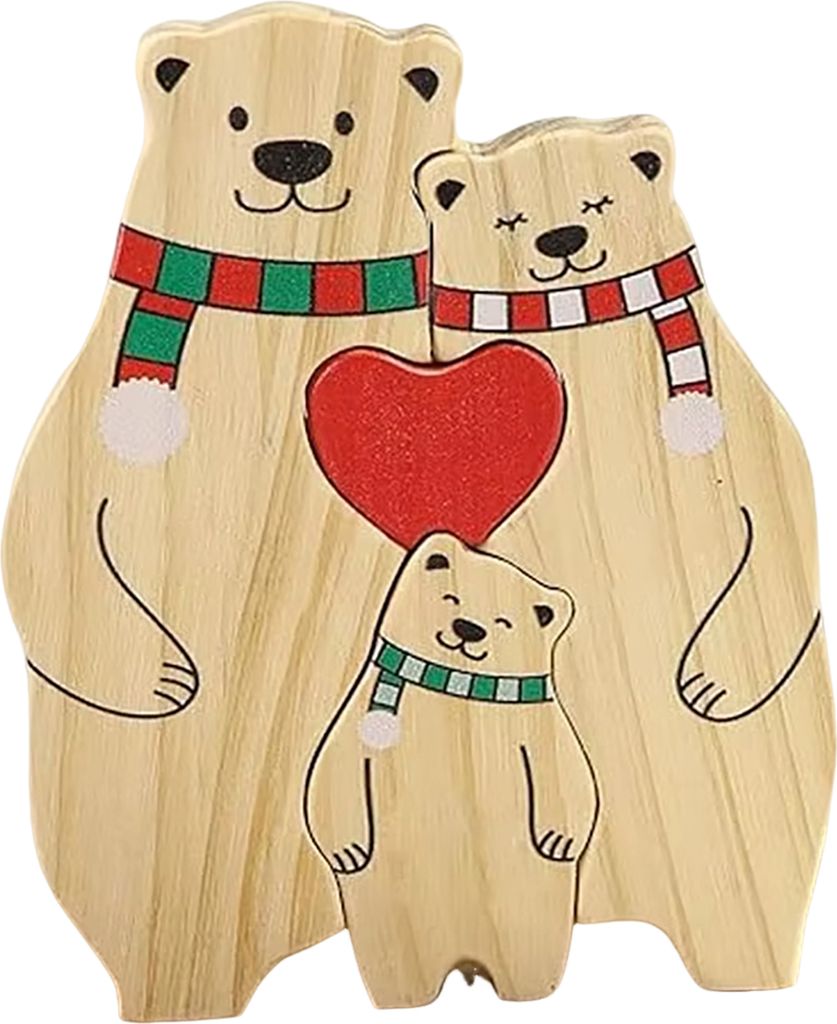 Bären-Familienpuzzle aus Holz, personalisiertes Bären-Andenken, Tischdekoration, Bären-Familienpuzzle, Geschenk für Mama, Papa, Muttertag, Vate...
