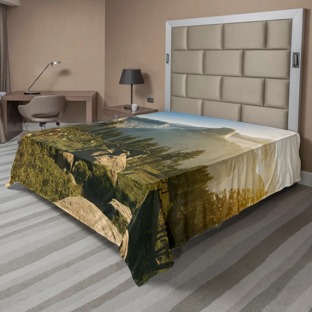 Drap de dessus décoratif Paysage Yosemite 266x260 cm en Tissu Soyeux