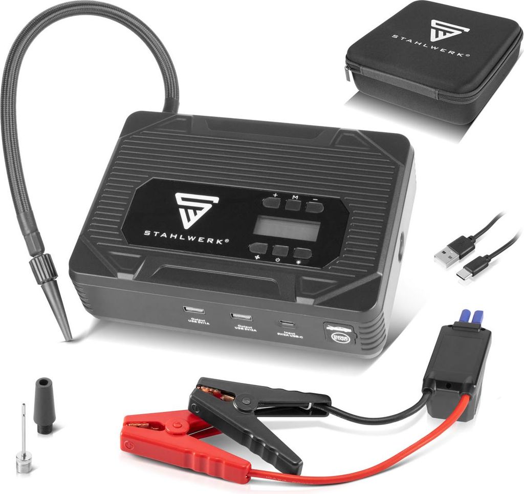 STAHLWERK PB-1400 ST Powerbank Starthilfe 400 A 14.000 mAh Benzin- Dieselmotoren