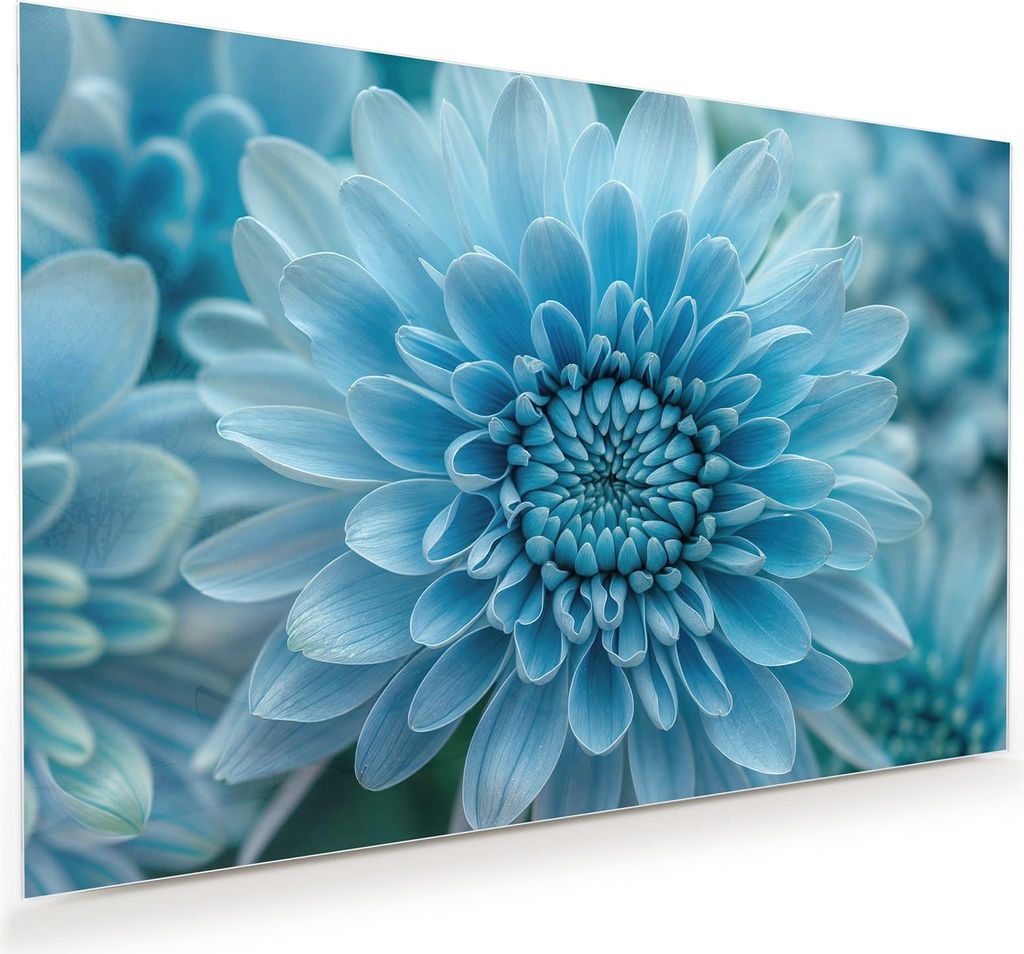 Glasbild 45x30cm in XXL für Wohnzimmer, Schlafzimmer Motiv Blaue Blume