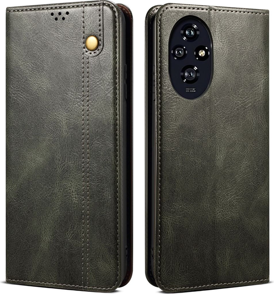 Hülle für Honor 200 Leder Brieftasche Schutzhülle mit Standfunktion Grün