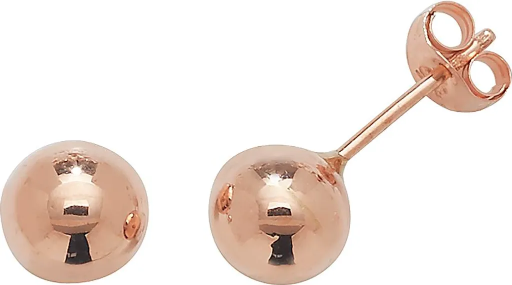 Boucles d'oreille Or Rose 375/1000 Boules 6mm avec Tige de Fixation