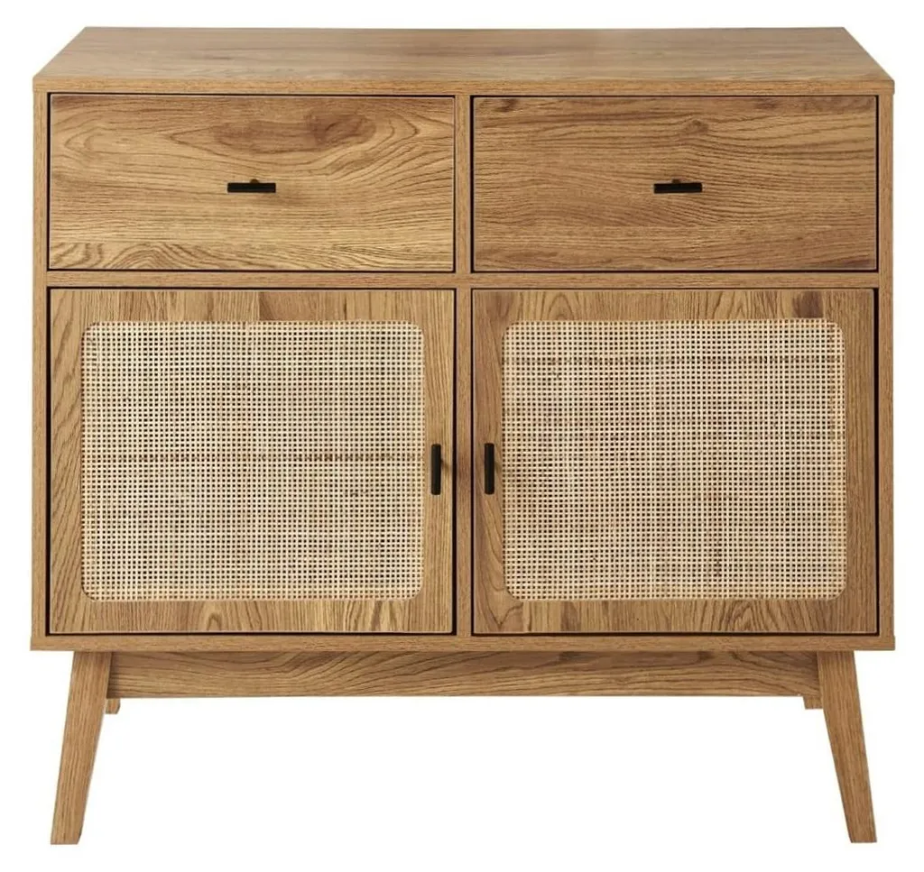 Commode de Rangement en Rotin ALIA L90 cm avec Portes et Tiroirs