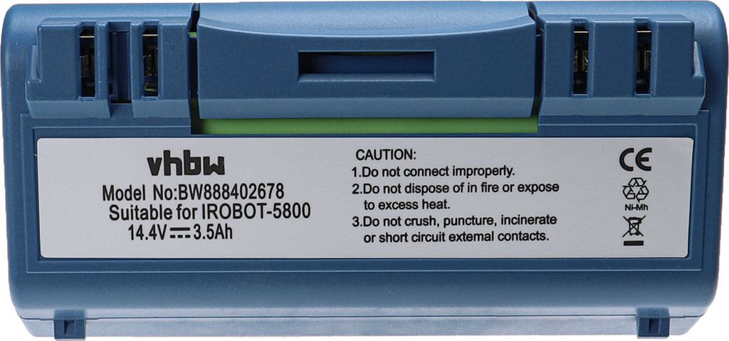 vhbw Akku kompatibel mit iRobot Scooba 330, 340, 390, 5800, 5900, 350, 380, 385, 5832, 5806, 5910, 34001 Saugroboter Blau (3500 mAh, 14,4 V, NiMH)