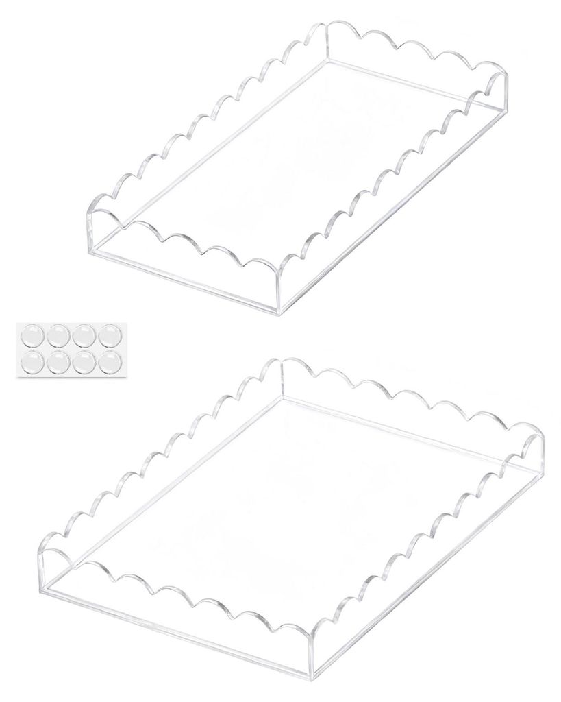1/2 Stück Acryl-Badezimmerablage, Mehrzweck-Seifenspender, Parfümhalter, Aufbewahrungstablett, rechteckiges, dekoratives Tablett mit gewelltem Ra...
