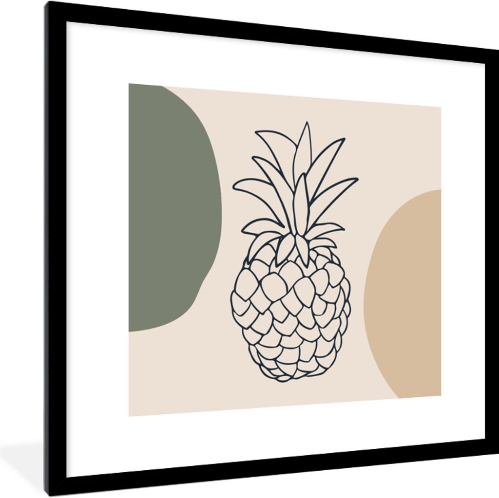 MuchoWow® Gerahmtes Poster Obst - Pastell - Ananas 40x40 cm Produktbild 