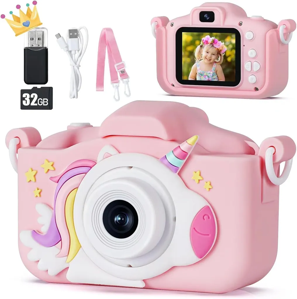 Fotocamera per Bambini 48MP 1080P: Regalo Giocattolo con SD 32GB