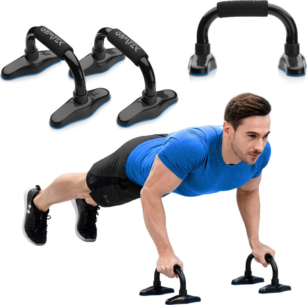 Gymtek Stahl Liegestütze Brett mit Expandern - Push-up Board, Fitnessgeräte für Zuhause - Liegestützgriffe für Home Gym