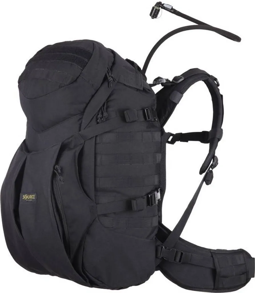 Sac tactique 45L Source Double D Noir robuste avec système MOLLE laser