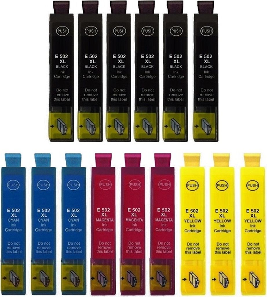 15 Druckerpatronen kompatibel mit Epson 502 XL - 6 x Black, 3 x Cyan, 3 x Magenta, 3 x Yellow für Expression Home XP-5100, XP-5105, XP-5115, XP-51...