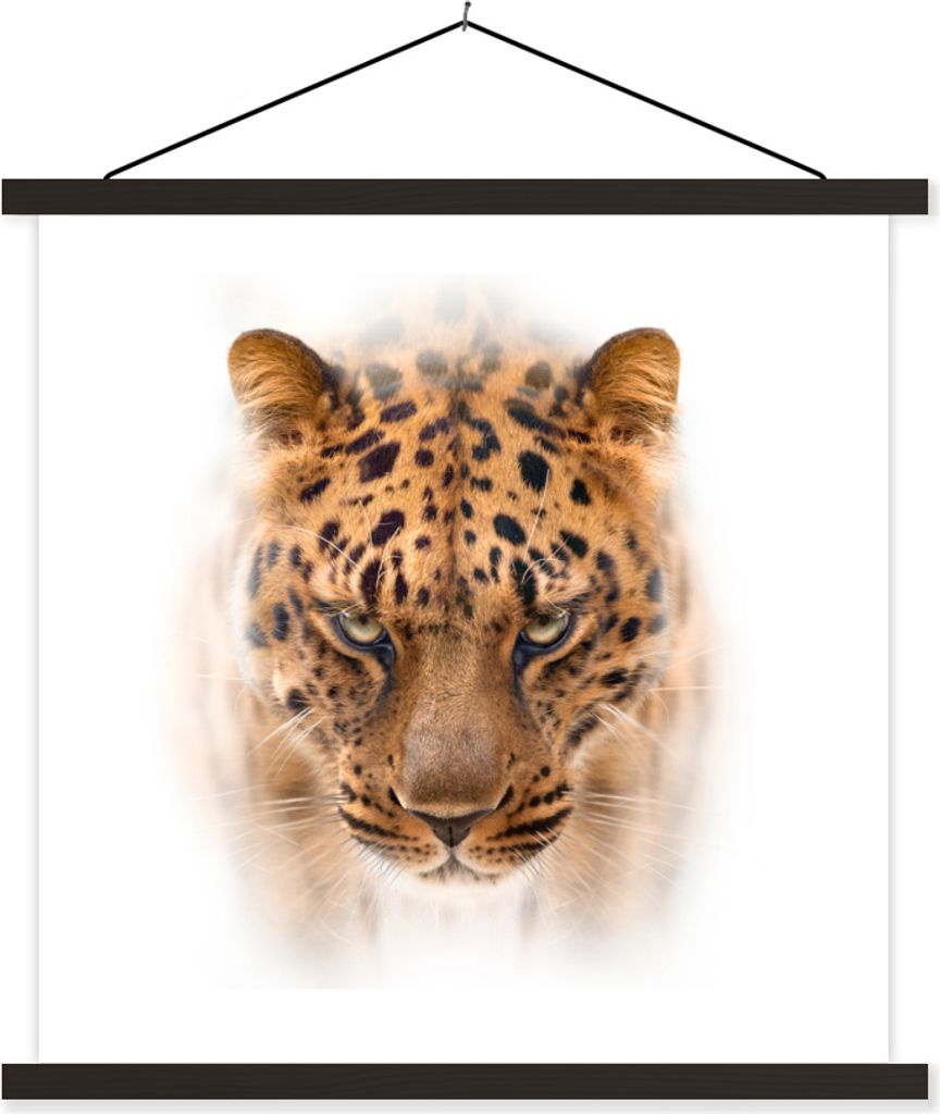 MuchoWow Textilposter Panther - Porträt - Weiß 40x40 cm mit schwarzem Rahmen - Fotos