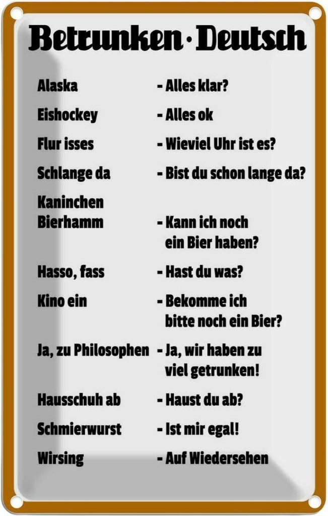 vianmo Blechschild 30x20 cm Alkohol Betrunken Deutsch Essen Trinken Bar Club
