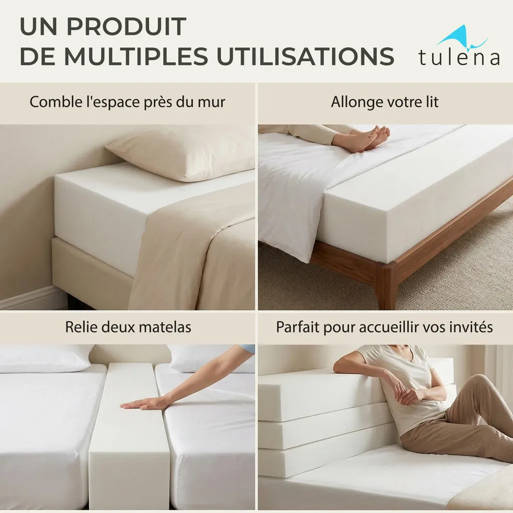 Extension de Matelas en Mousse Haute Densité - Combleur de Lit Polyvalent - 2