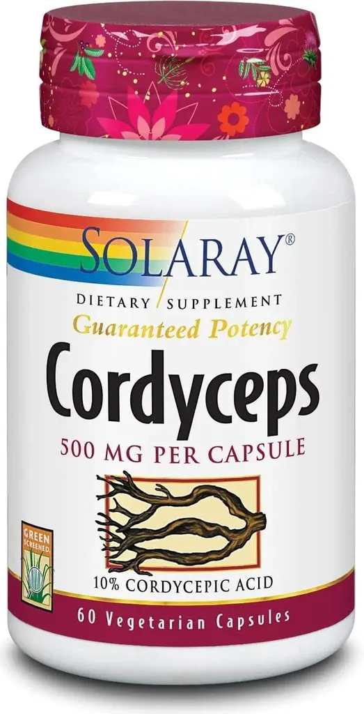 Lutte contre la Fatigue avec Cordyceps Solaray 500 mg 60 Capsules