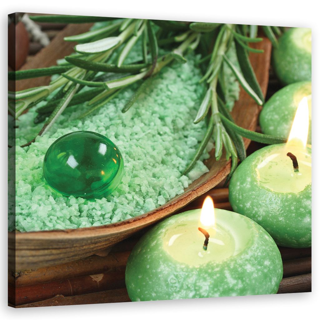 Leinwandbild Zen Spa Wellness 60x60 Feeby Grün bild für die wand bereit zum aufhängen