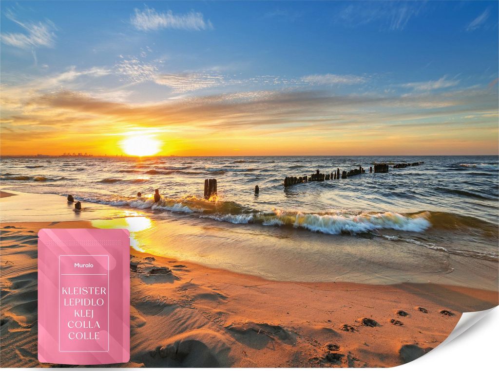 Muralo Vlies Fototapete für Wohnzimmer Sonnenuntergang über dem Meer Landschaft 3D 200x140