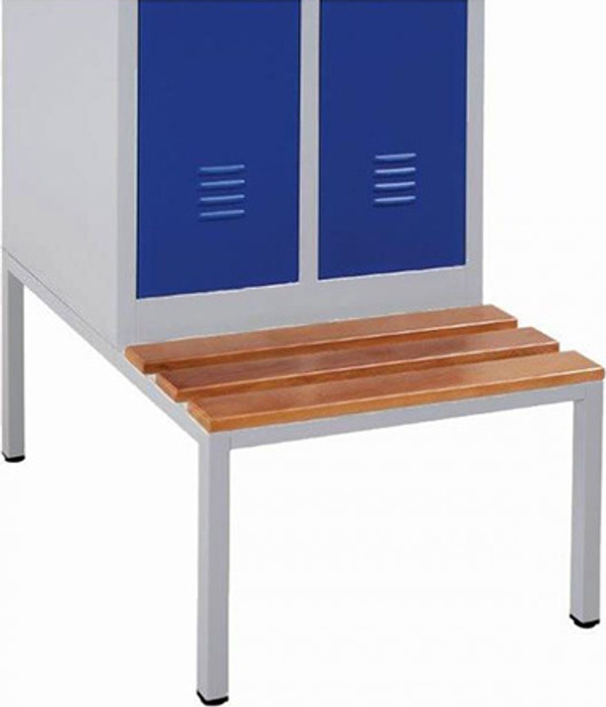 Sitzbankuntergestell, Sitzauflagen buche, 400 x 500 x 800 mm, lichtgrau