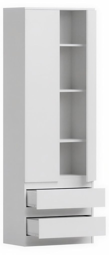 Szafa garderoba dwudrzwiowa 60 cm pojemna biała Zdjęcie produktu 