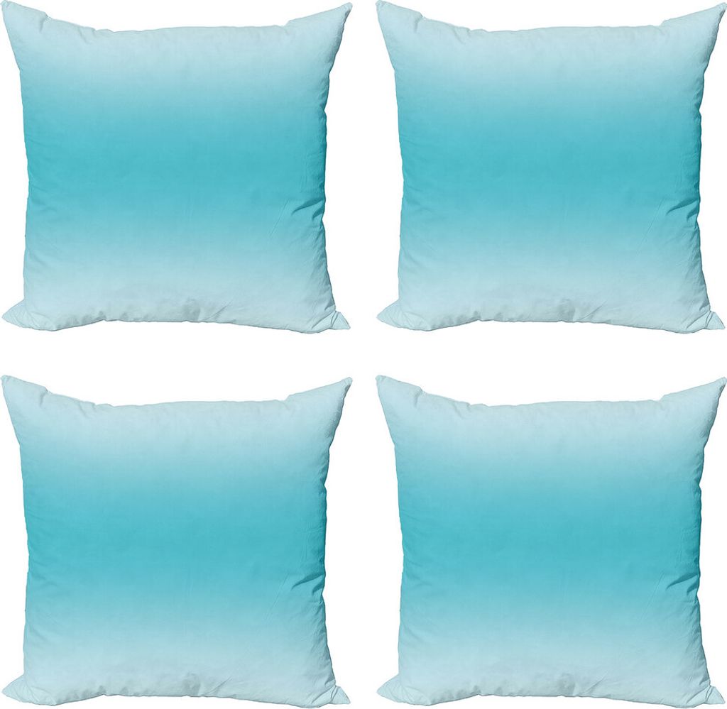 ABAKUHAUS Ombre Kissenbezug Set (4 Stück), Tropical Wasserdruck, Moderner Doppelseitiger Digitaldruck, 40 cm x 40 cm, Türkis