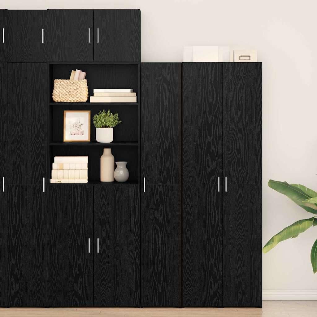 Maison Exclusive - Highboard 2 pcs Schwarz Eichen-Optik 30 x 42,5 x 185 cm