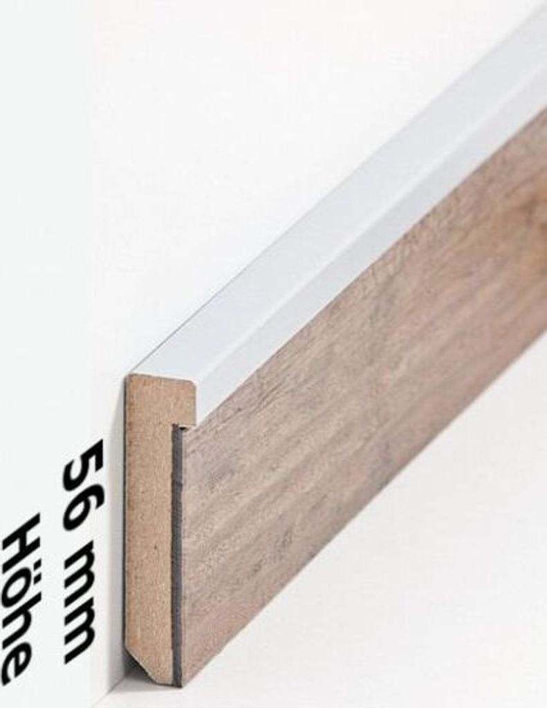 Sockelleiste MDF 13 x 56 x 2500 mm Silber MDF-Kern foliert Fußleiste für Vinylboden by PROVISTON 62.5 Meter | 25 Stück