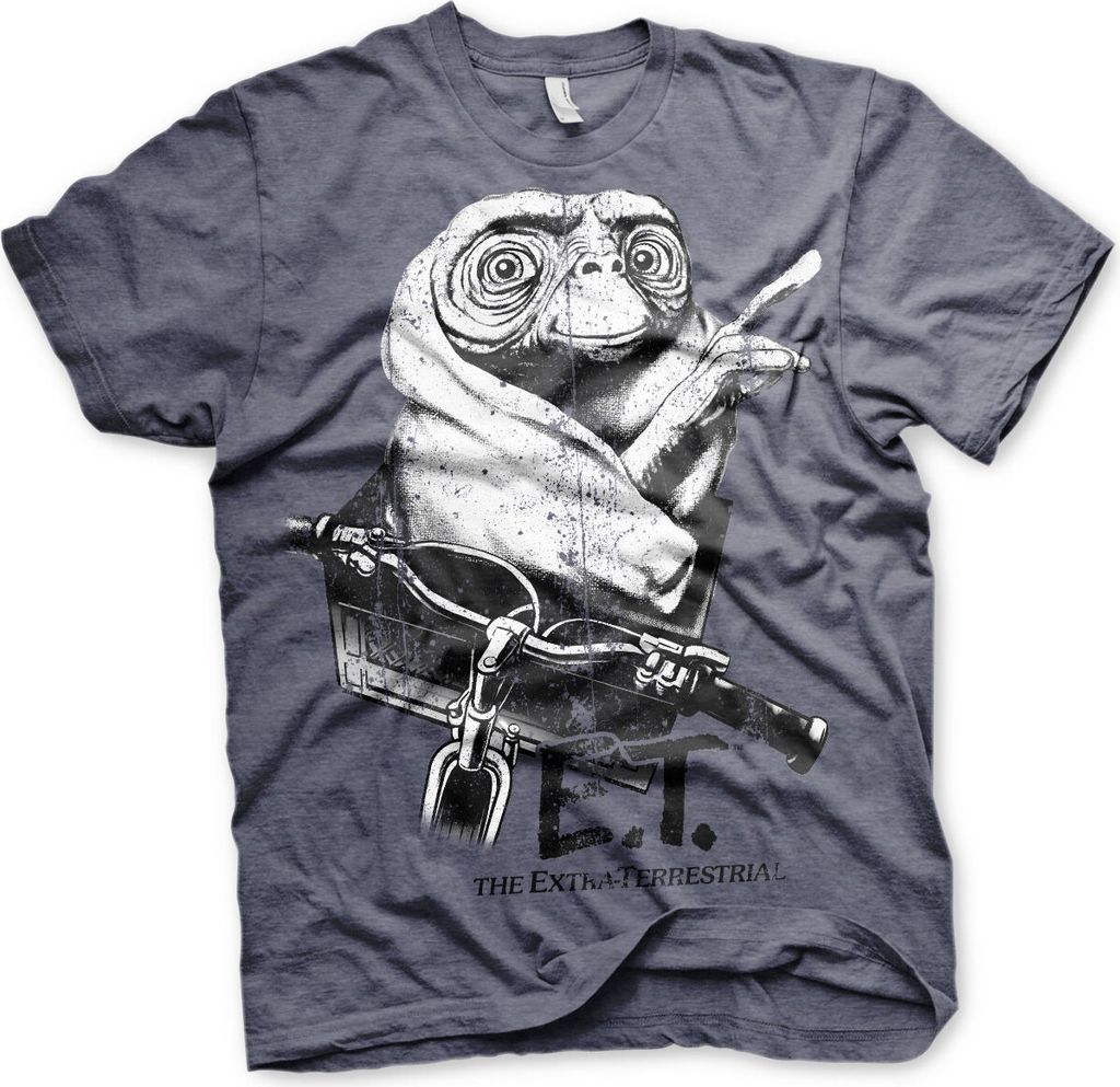 E.T. Biking Distressed T-Shirt - Medium - Navy-Heather