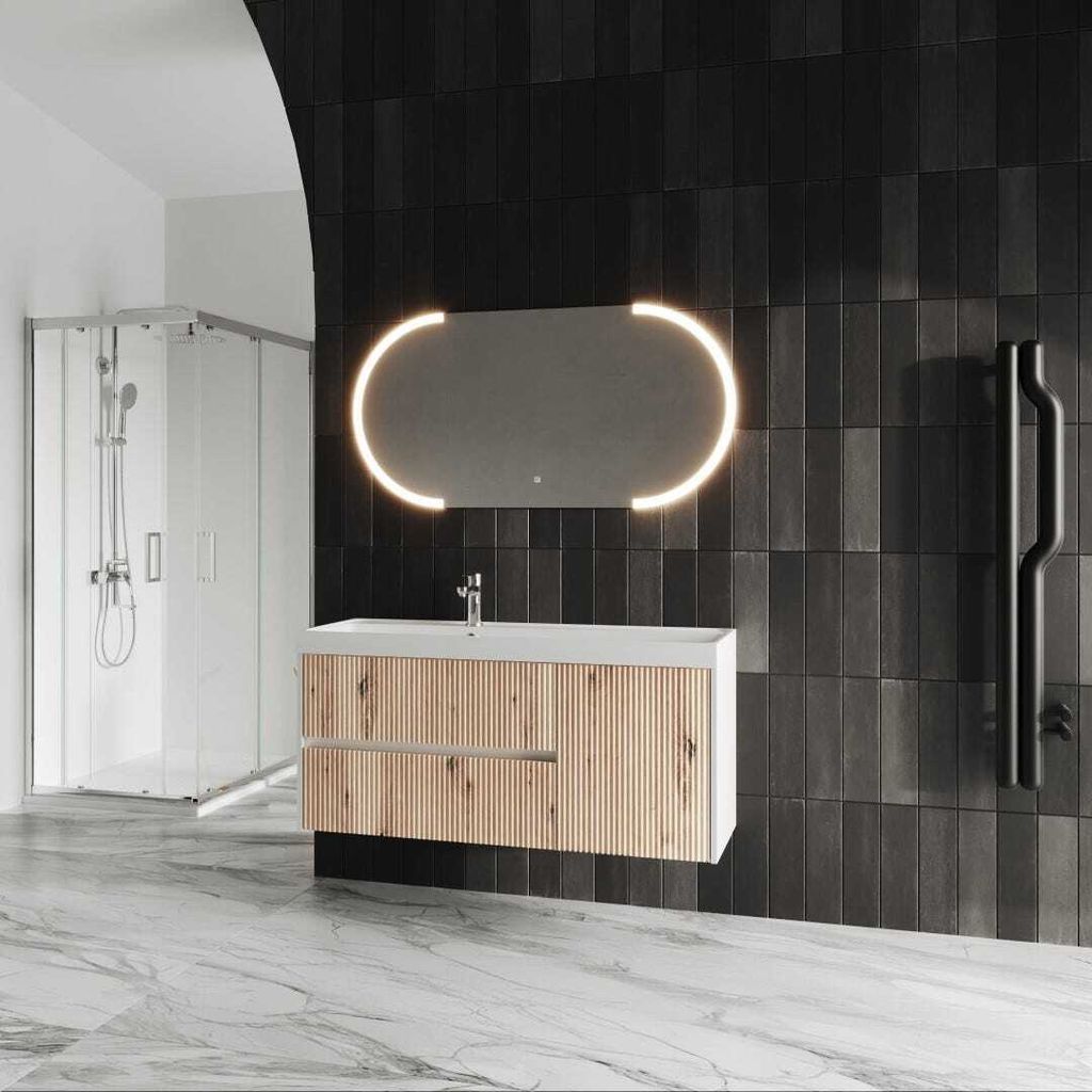 120cm Badezimmermöbel in Holzoptik Eiche mit Led Produktbild 