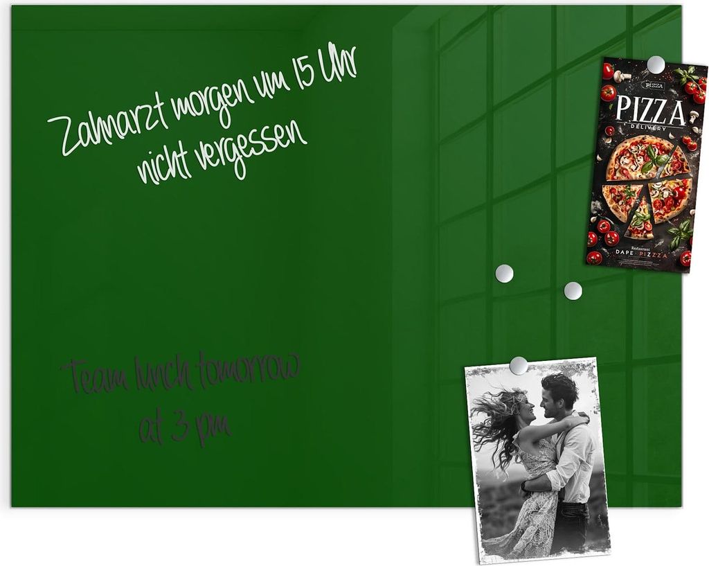 Magnettafel 120x90cm Pinnwand Whiteboard beschreibbar - Dunkelgrüner Hintergrund I