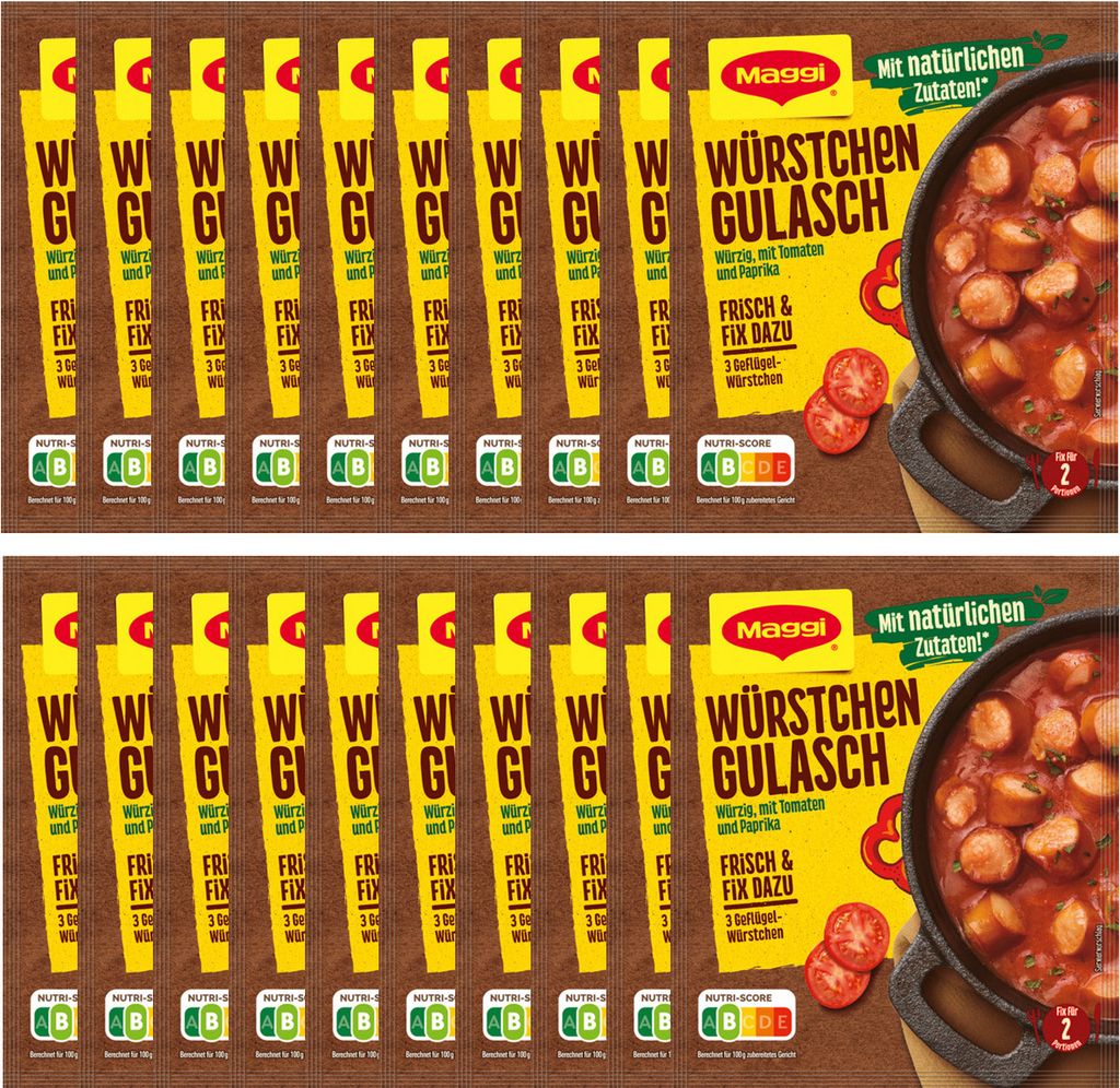 Maggi Fix für Würstchen Gulasch mit Tomaten und Paprika 30g 20er Pack