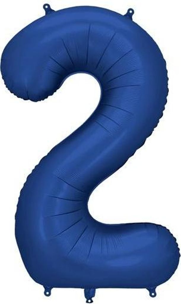 Folienballon Zahl ''2'', 86 cm, Marineblau, Satiniert