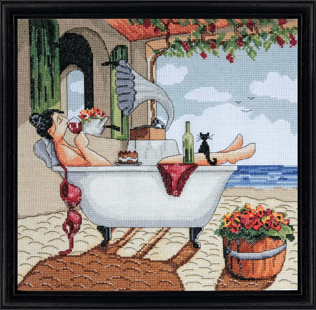 Set Point de Croix Design Works 30x30 cm Toile Aida et Fils de Coton